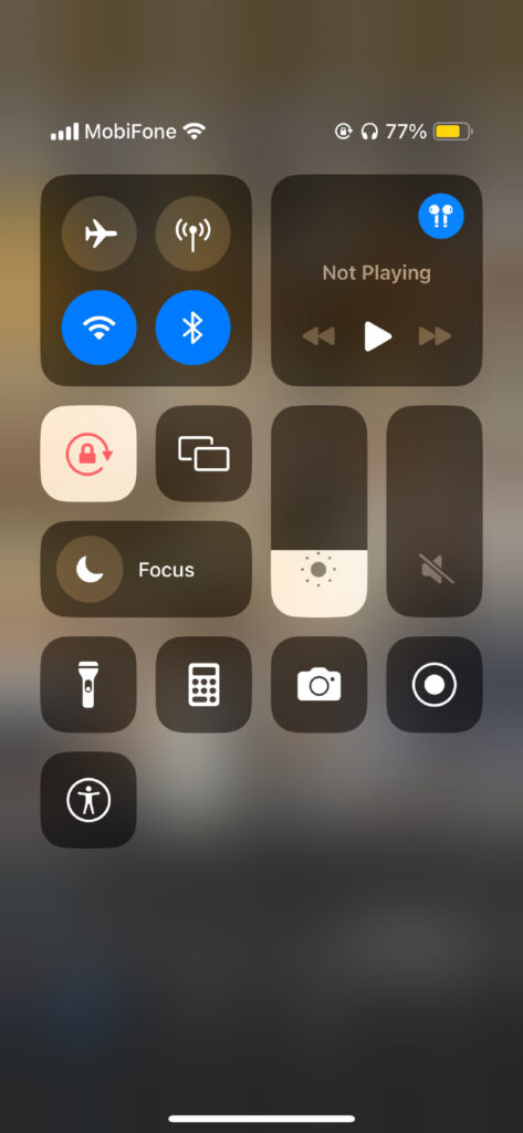 Swipe down from the top-right corner of your screen to find the Control Center