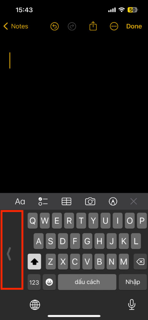 To go back to the normal keyboard layout, tap the right or left edge of the keyboard
