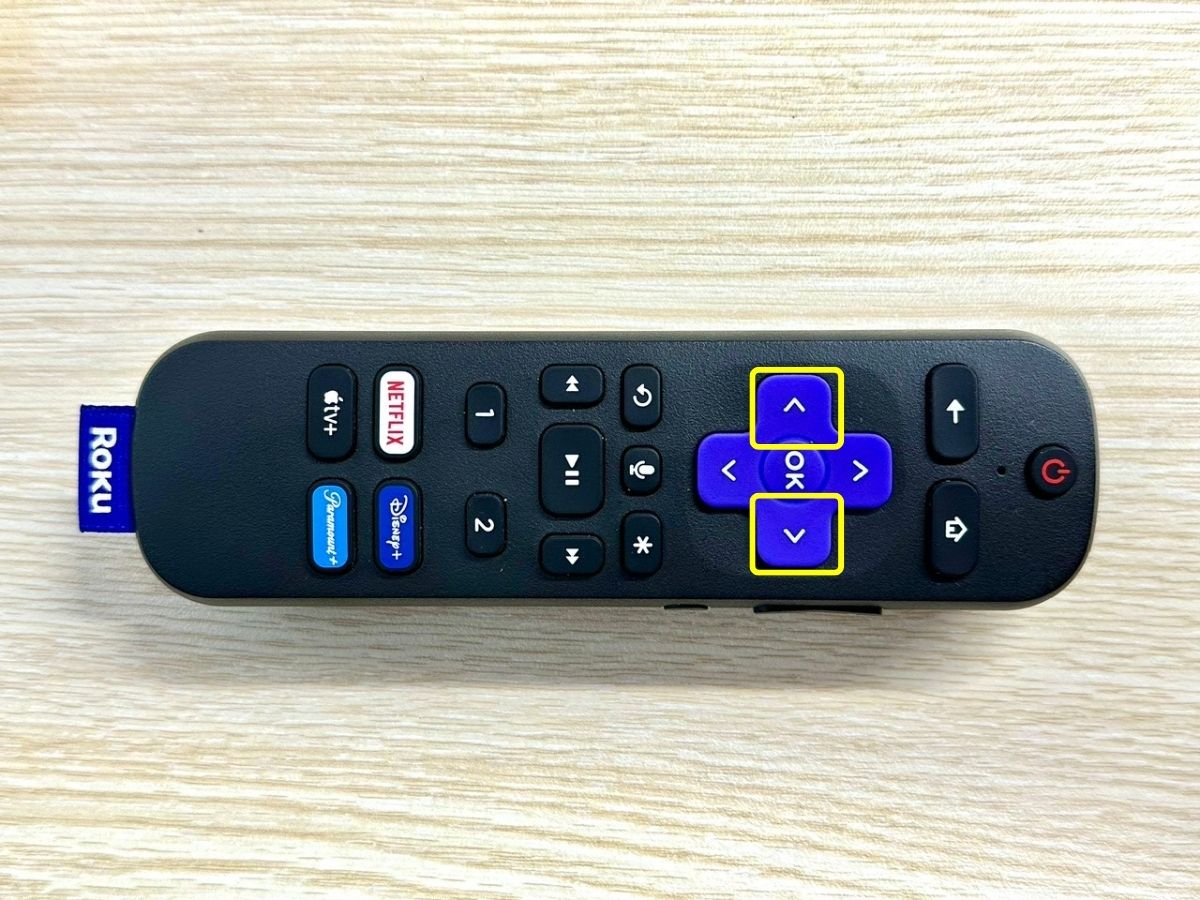 roku remote's left & right buttons are highlighted