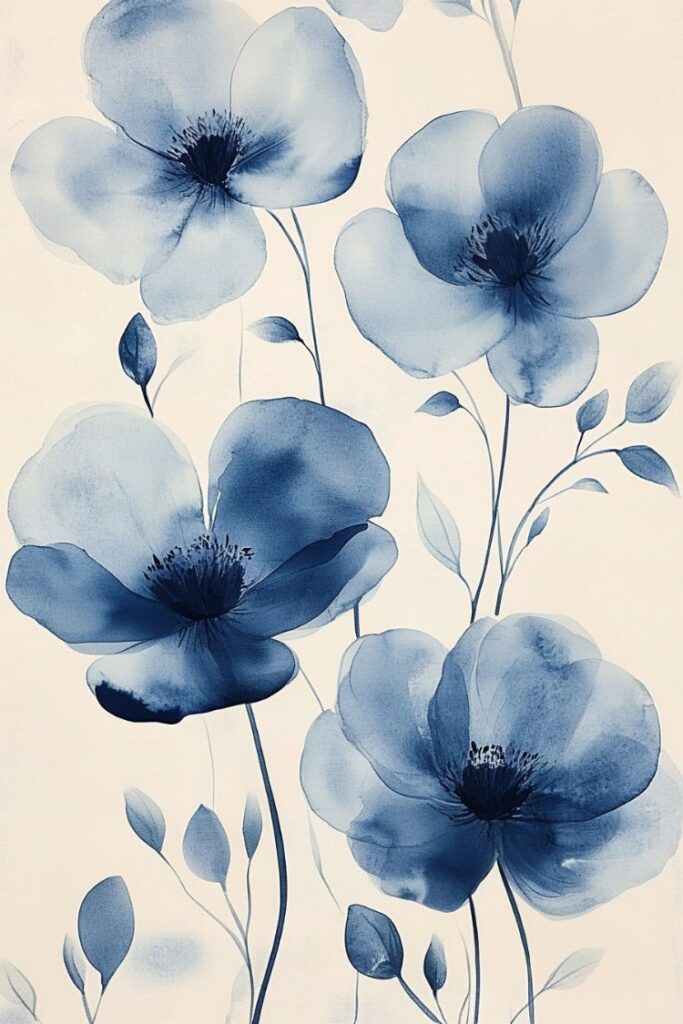 a floral boho blue wallpaper for iphone