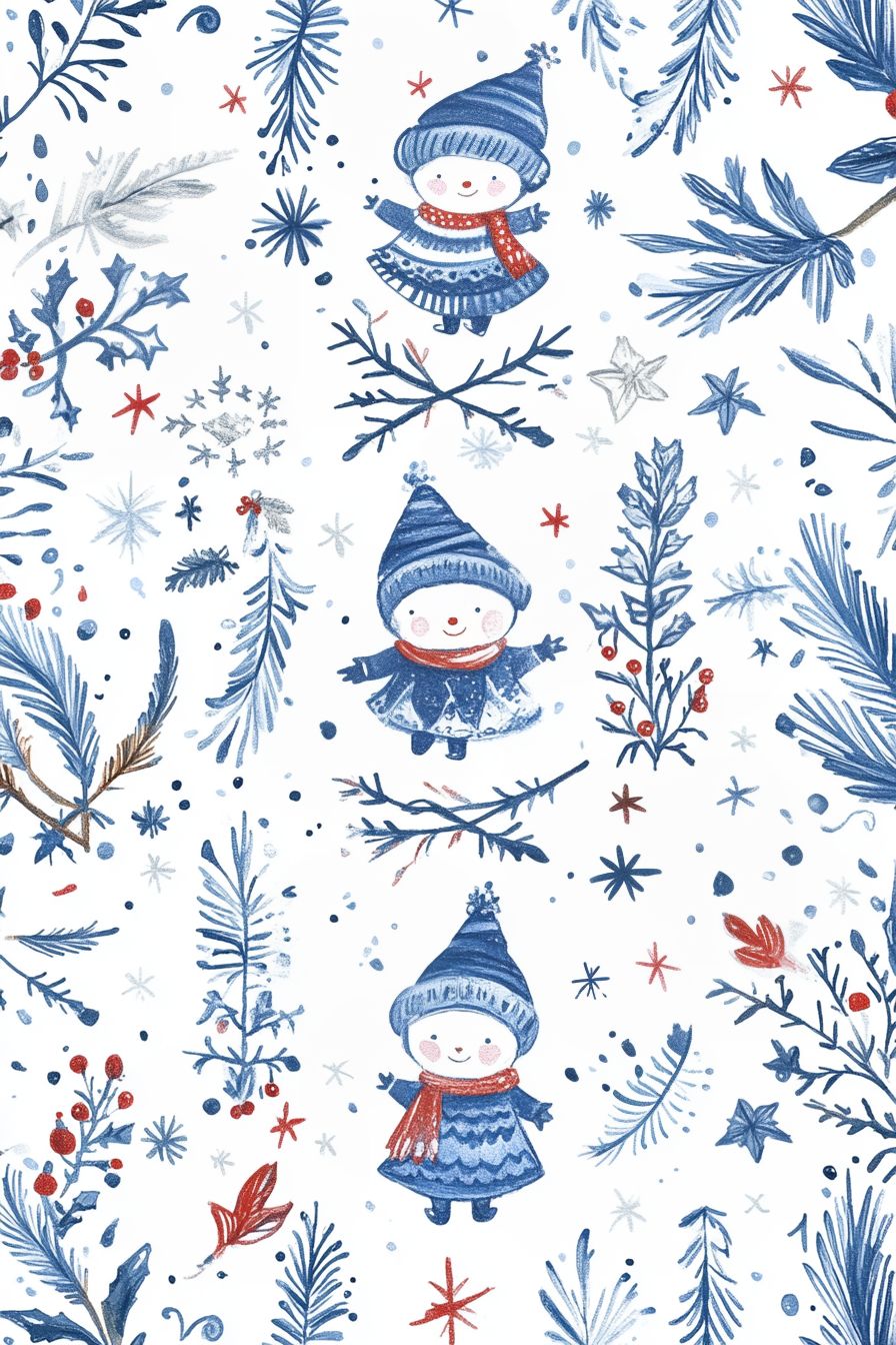 boho blue christmas wallpaper (1)