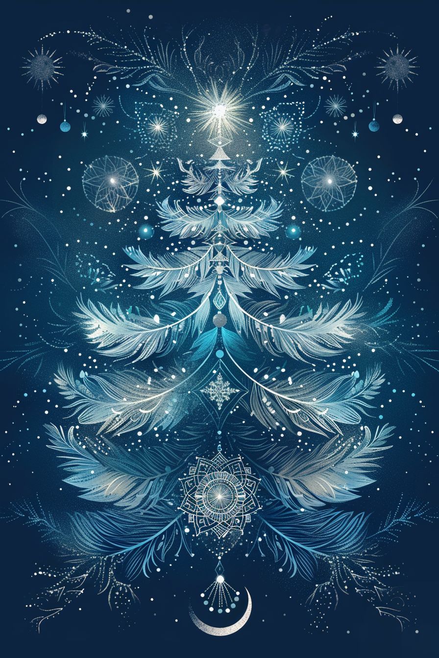 boho blue christmas wallpaper