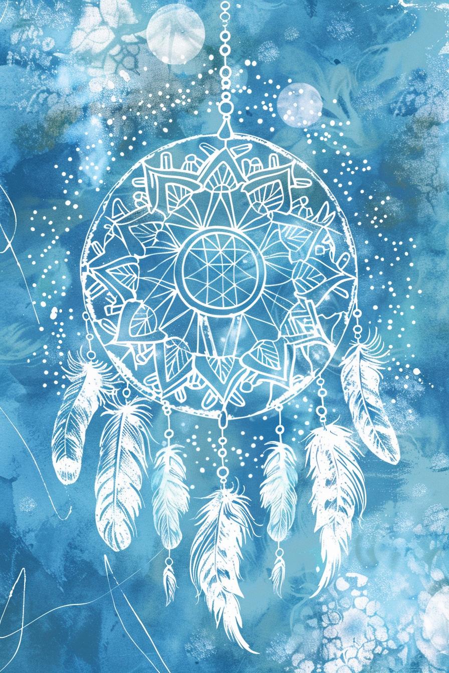 boho blue dreamcatcher wallpaper (1)