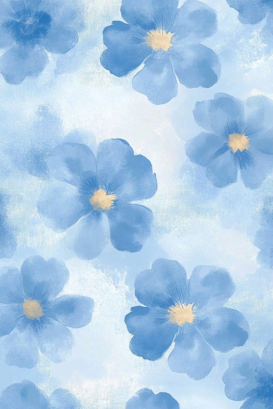 boho blue flower wallpaper