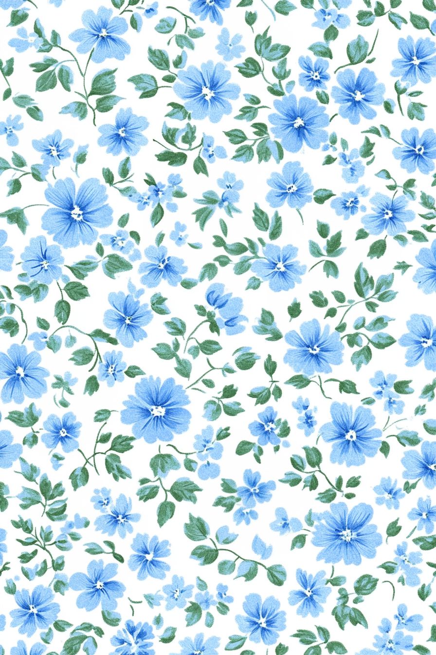 boho blue flower wallpaper