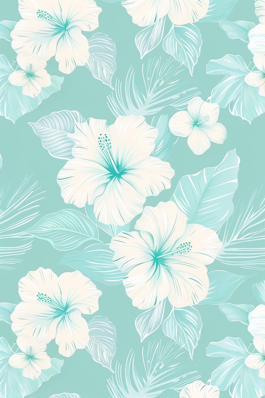 boho blue hibicus wallpaper