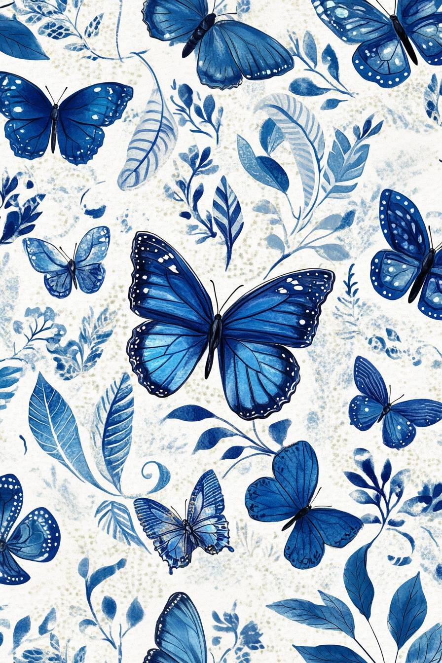 boho butterfly blue wallpaper