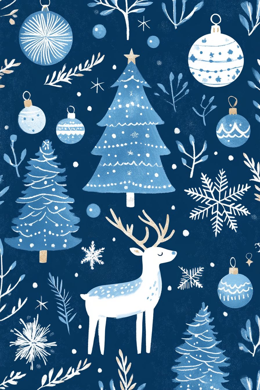 boho christmas blue wallpaper