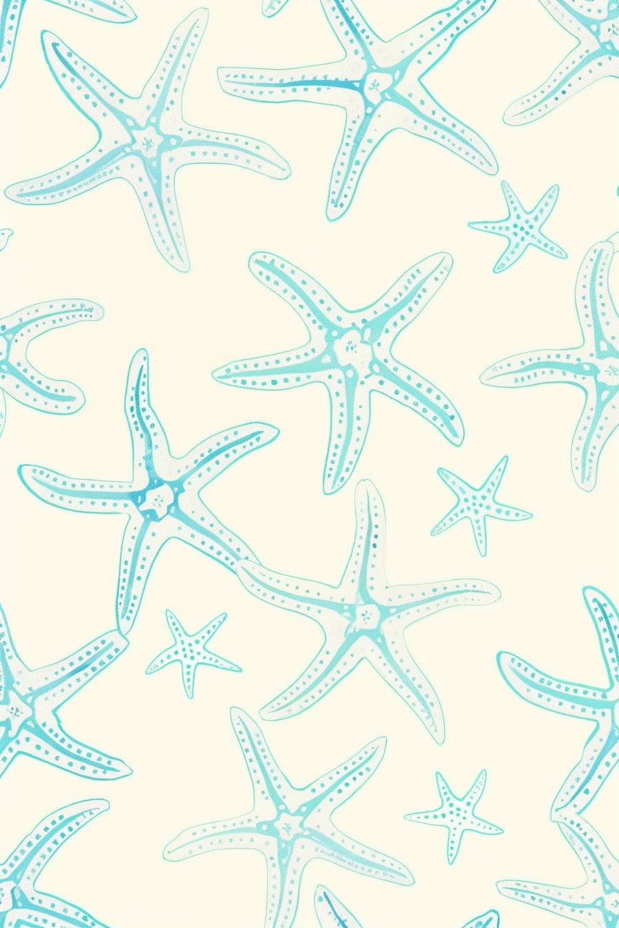 boho light blue starfish wallpaper