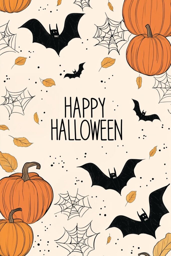 halloween wallpaper with pumpkins and bats