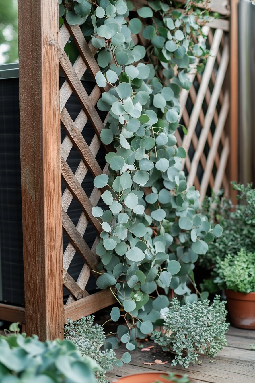 hide ac unit with plants